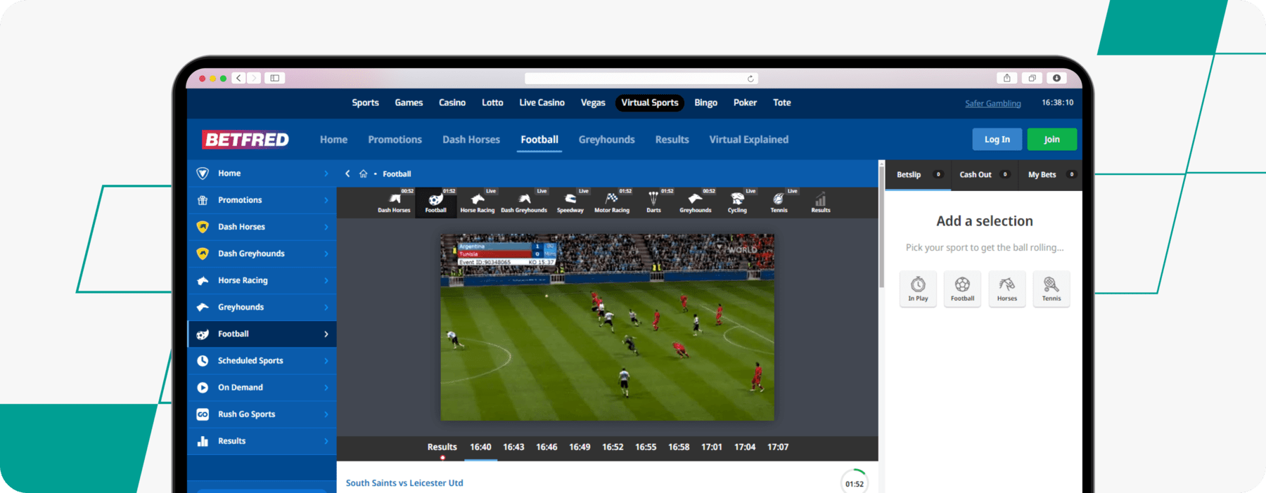 desktop Screenshot of Betfred Virtual Football Markets