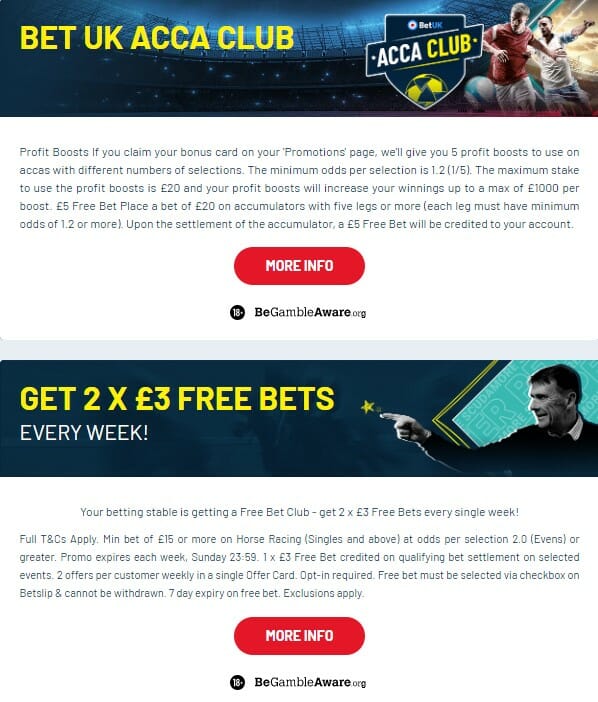 BetUK Sportsbook Promotions Screenshots