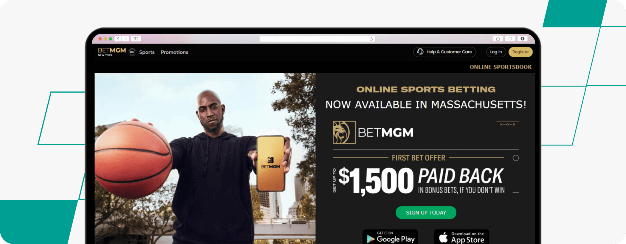 betmgm massachusetts homepage screenshot