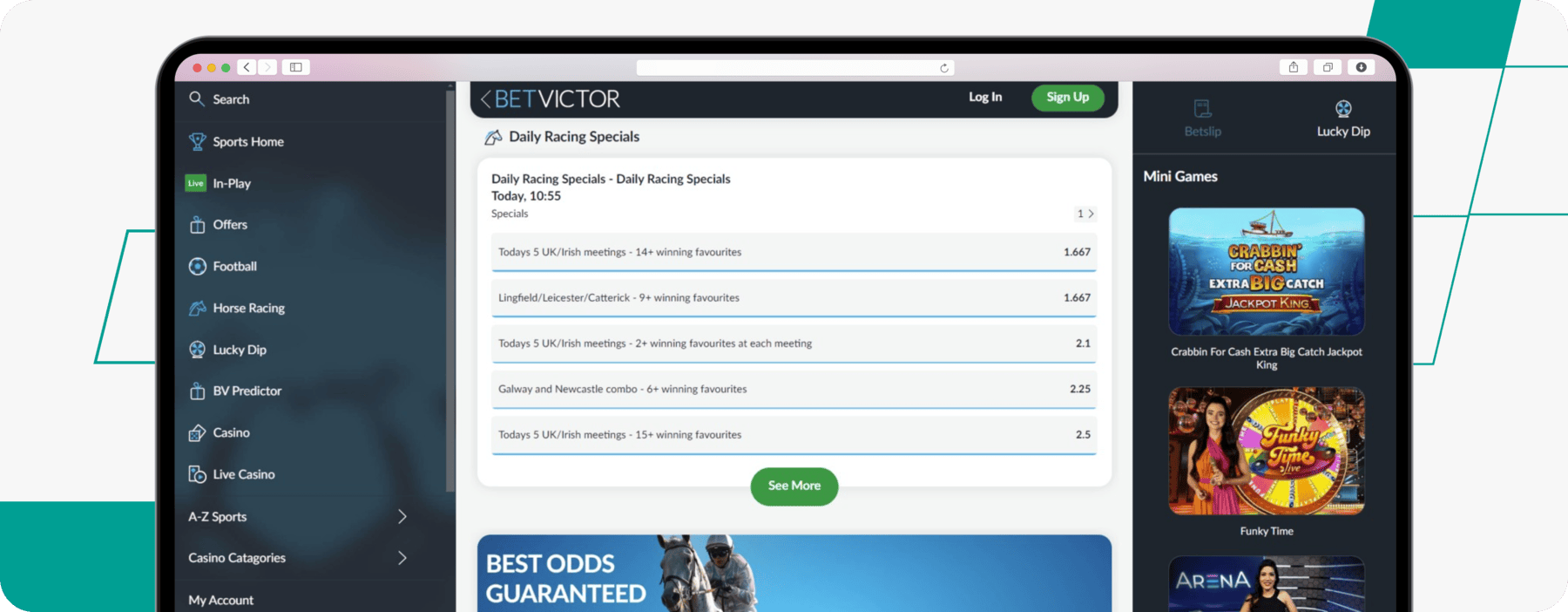 screenshot of betvictor horse racing betting odds