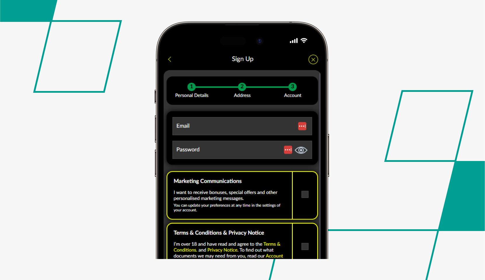 screenshot of parimatch registration process